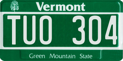 VT license plate TUO304