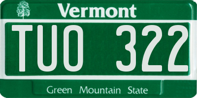 VT license plate TUO322