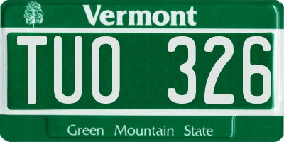 VT license plate TUO326