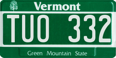 VT license plate TUO332