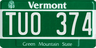 VT license plate TUO374