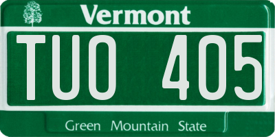 VT license plate TUO405