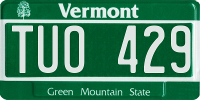 VT license plate TUO429