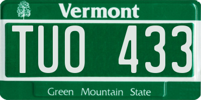 VT license plate TUO433