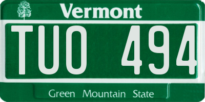 VT license plate TUO494