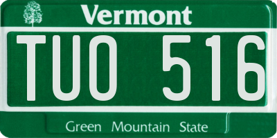VT license plate TUO516