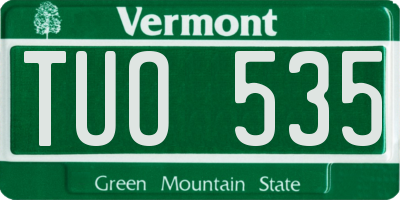 VT license plate TUO535