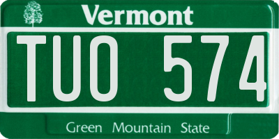 VT license plate TUO574
