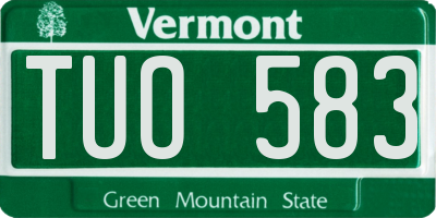 VT license plate TUO583