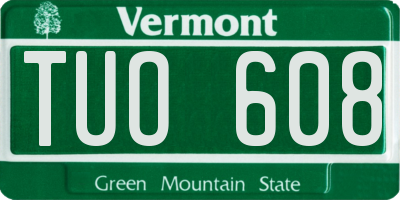VT license plate TUO608