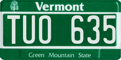 VT license plate TUO635