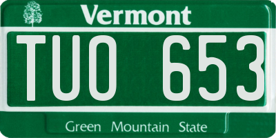 VT license plate TUO653