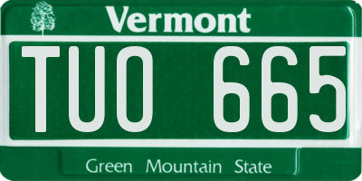 VT license plate TUO665