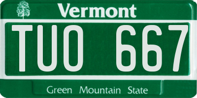 VT license plate TUO667