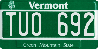 VT license plate TUO692