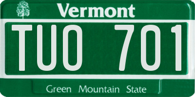 VT license plate TUO701