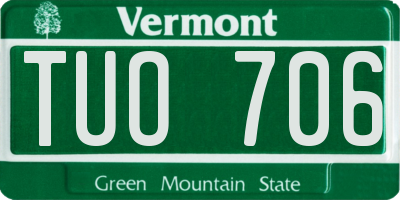 VT license plate TUO706
