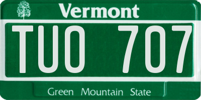 VT license plate TUO707