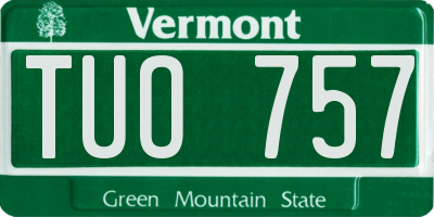 VT license plate TUO757