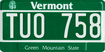 VT license plate TUO758