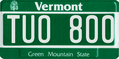 VT license plate TUO800