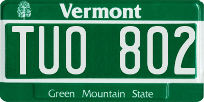 VT license plate TUO802