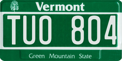 VT license plate TUO804