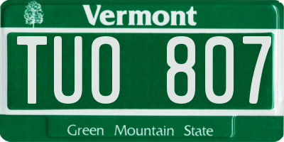 VT license plate TUO807