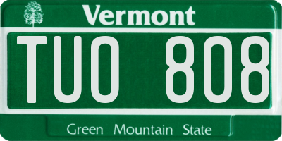 VT license plate TUO808