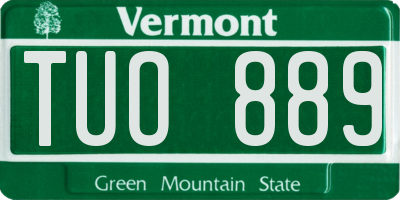 VT license plate TUO889