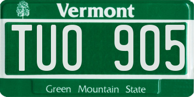 VT license plate TUO905
