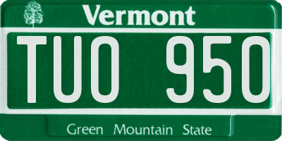 VT license plate TUO950