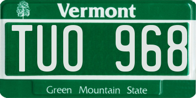 VT license plate TUO968