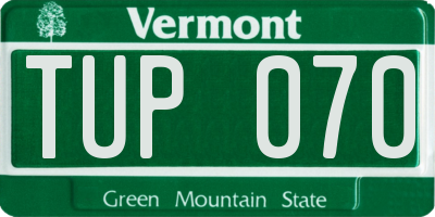VT license plate TUP070