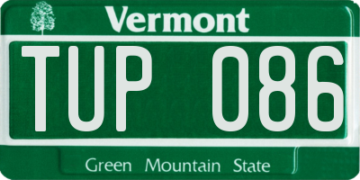 VT license plate TUP086