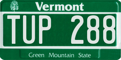 VT license plate TUP288