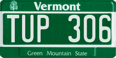 VT license plate TUP306