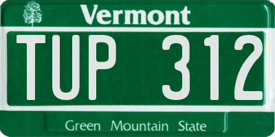 VT license plate TUP312
