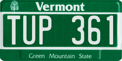 VT license plate TUP361