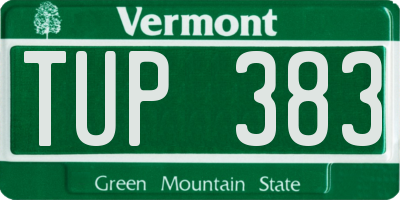 VT license plate TUP383