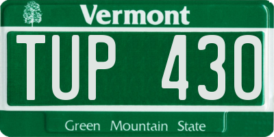 VT license plate TUP430