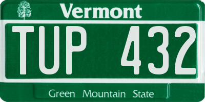 VT license plate TUP432