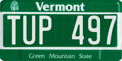 VT license plate TUP497