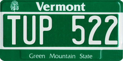 VT license plate TUP522