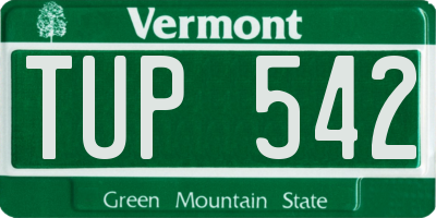 VT license plate TUP542