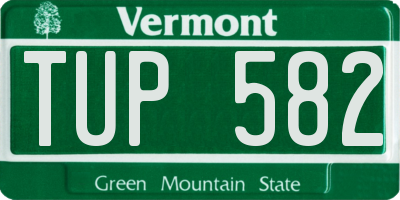 VT license plate TUP582