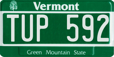 VT license plate TUP592