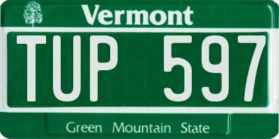 VT license plate TUP597