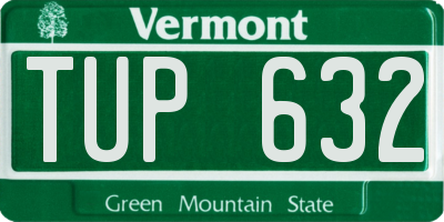 VT license plate TUP632