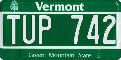VT license plate TUP742